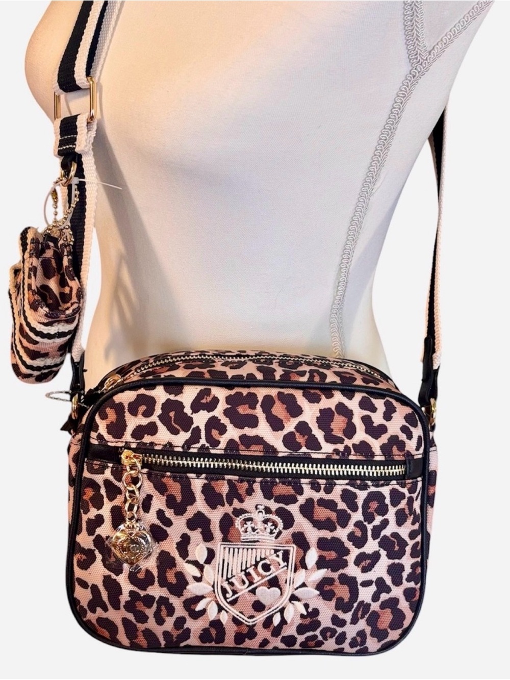 Juicy Couture Leopard Print Crossbody - with matching bag charm